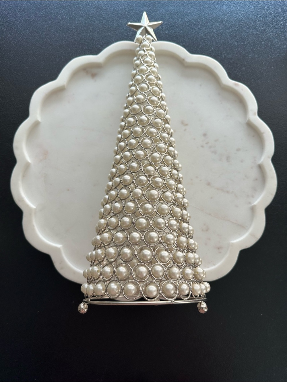 Rachel Zoe ~ Faux Pearl Christmas Tree With Star Decor 17.5 inches